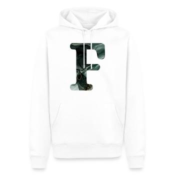 Lettre f marbré vert - Sweat à capuche Premium bio Homme - blanc - Devant - Nico (187cm)