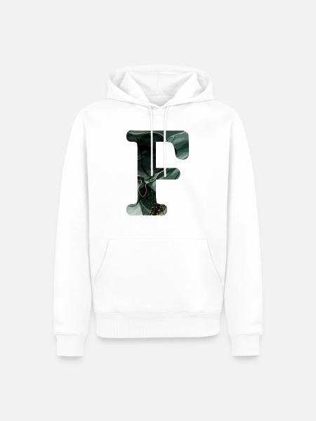 Letter f marbled green - Men’s Premium Organic Hoodie - white