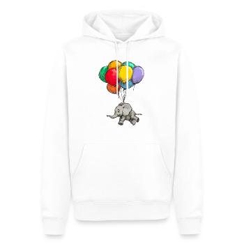 Flotteurs d’éléphants avec des ballons colorés - Sweat à capuche Premium bio Homme - blanc - Devant - Nico (187cm)