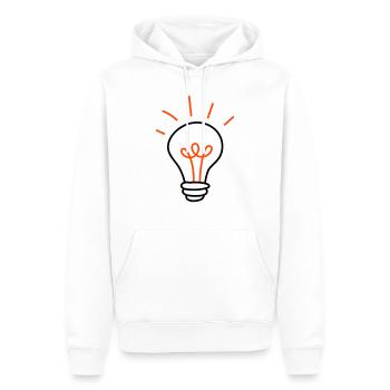 Ampoule - 2 couleurs - Sweat à capuche Premium bio Homme - blanc - Devant - Nico (187cm)