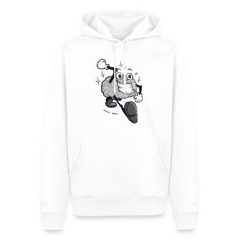 Happy Brain - Graue Version - Männer Premium Bio Hoodie - Weiß - Vorne - Nico (187cm)