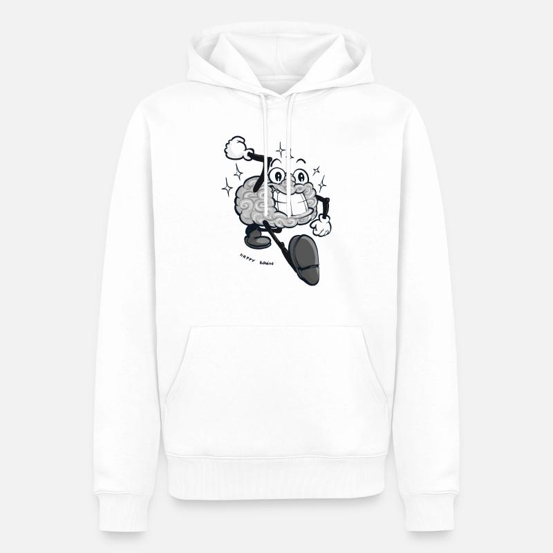 Happy Brain - Graue Version - Männer Premium Bio Hoodie - Weiß