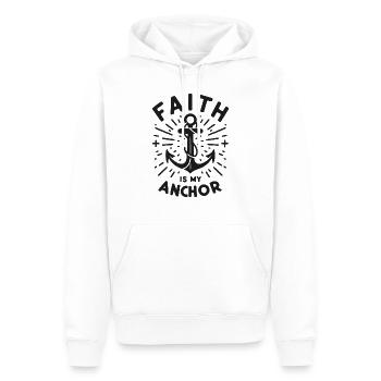La foi est mon ancre - Sweat à capuche Premium bio Homme - blanc - Devant - Nico (187cm)
