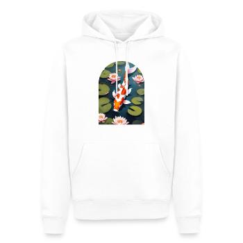 Carpes koï et lotus - Sweat à capuche Premium bio Homme - blanc - Devant - Nico (187cm)