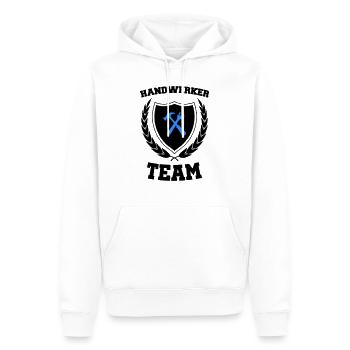 Équipe d’artisans - Sweat à capuche Premium bio Homme - blanc - Devant - Nico (187cm)
