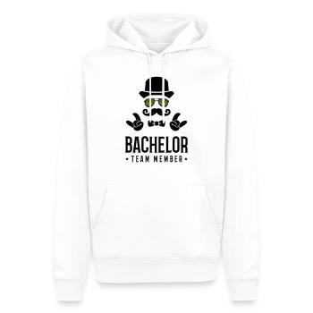 Membre de l’équipe Bachelor - Sweat à capuche Premium bio Homme - blanc - Devant - Nico (187cm)