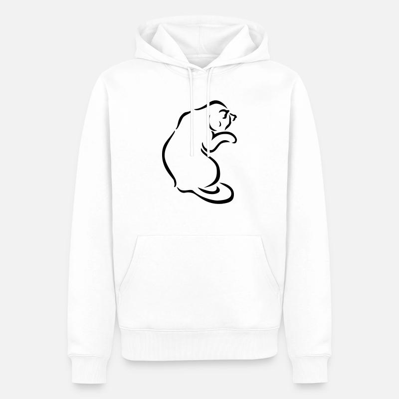 silhouette de chat - Sweat à capuche Premium bio Homme - blanc