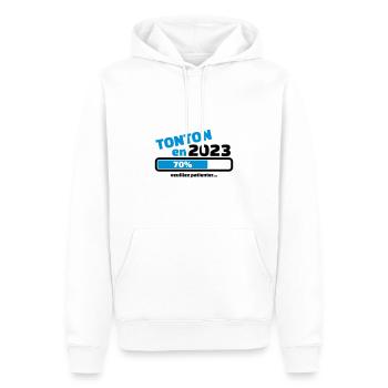 annonce tonton en 2023 veuillez patienter - Sweat à capuche Premium bio Homme - blanc - Devant - Nico (187cm)