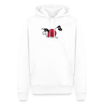 Piraten Schnecke mit Piraten Flagge Totenkopf - Männer Premium Bio Hoodie - Weiß - Vorne - Nico (187cm)