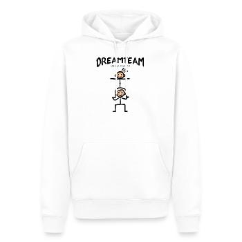 Père et fils en équipe de rêve - Sweat à capuche Premium bio Homme - blanc - Devant - Nico (187cm)