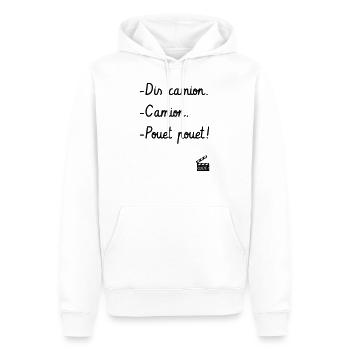 Dis Camion ☀️ Les Bronzés - Réplique Culte - Drôle - Sweat à capuche Premium bio Homme - blanc - Devant - Nico (187cm)