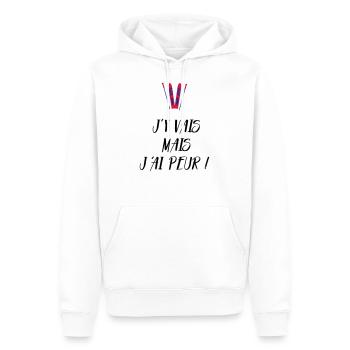 J'y vais mais j'ai peur ! Les Bronzés font du ski - Sweat à capuche Premium bio Homme - blanc - Devant - Nico (187cm)
