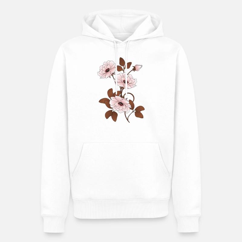 Fleurs - Sweat à capuche Premium bio Homme - blanc
