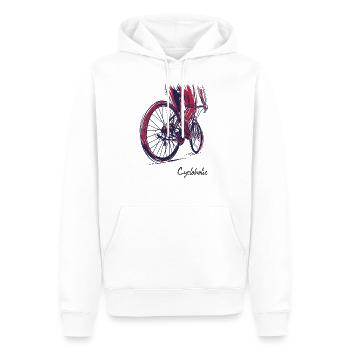 Cycloholic Vélo vélo dessin - Sweat à capuche Premium bio Homme - blanc - Devant - Nico (187cm)