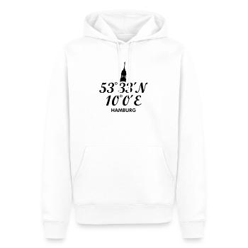 Hamburg Koordinaten Hamburger Michel - Männer Premium Bio Hoodie - Weiß - Vorne - Nico (187cm)