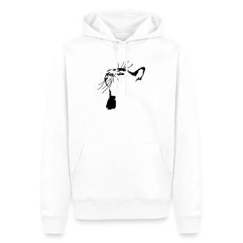 Cat - Herre Premium økologisk hoodie - hvid - Foran - Nico (187cm)