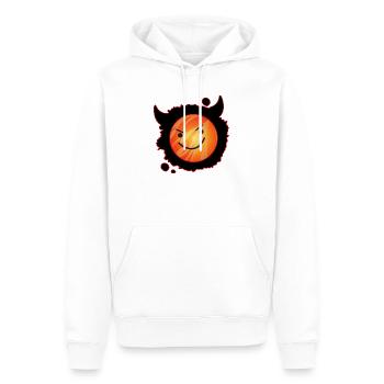cute devil in flames and glowing face - Men’s Premium Organic Hoodie - white - Front - Nico (187cm)