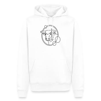 Taureau en forme géométrique - Conception d’art au trait - Sweat à capuche Premium bio Homme - blanc - Devant - Nico (187cm)