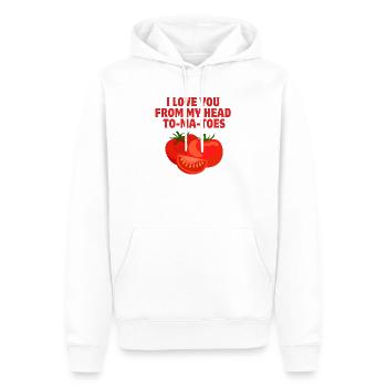 I love you, amour, tomatoes - Sweat à capuche Premium bio Homme - blanc - Devant - Nico (187cm)
