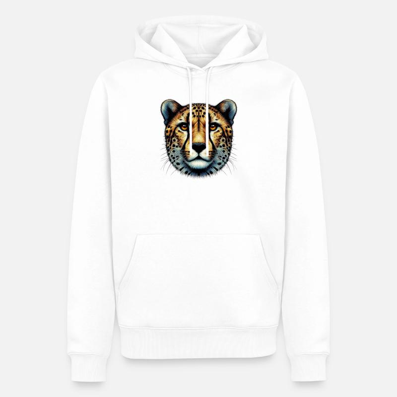 Guépard - Sweat à capuche Premium bio Homme - blanc