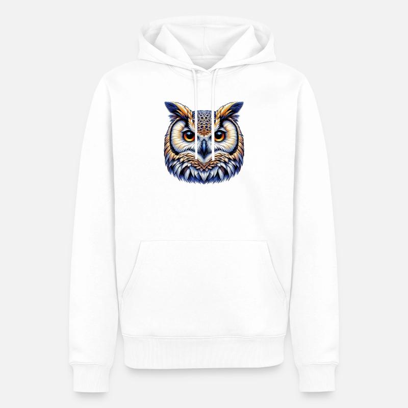 Eule - Männer Premium Bio Hoodie - Weiß