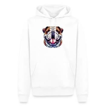 Englische Bulldogge Hund - Männer Premium Bio Hoodie - Weiß - Vorne - Nico (187cm)