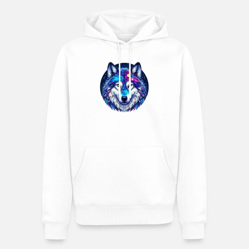 Wolf - Männer Premium Bio Hoodie - Weiß