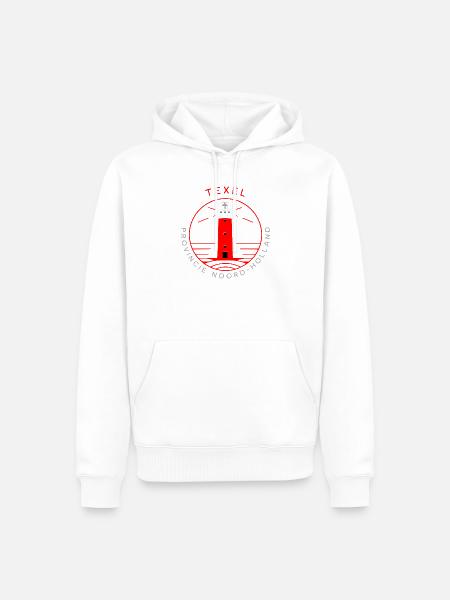 Texel Leuchtturm Koordinaten Shirt - Männer Premium Bio Hoodie - Weiß