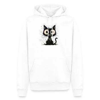 Lustige schwarze Katze mit großen Augen – splash - Männer Premium Bio Hoodie - Weiß - Vorne - Nico (187cm)