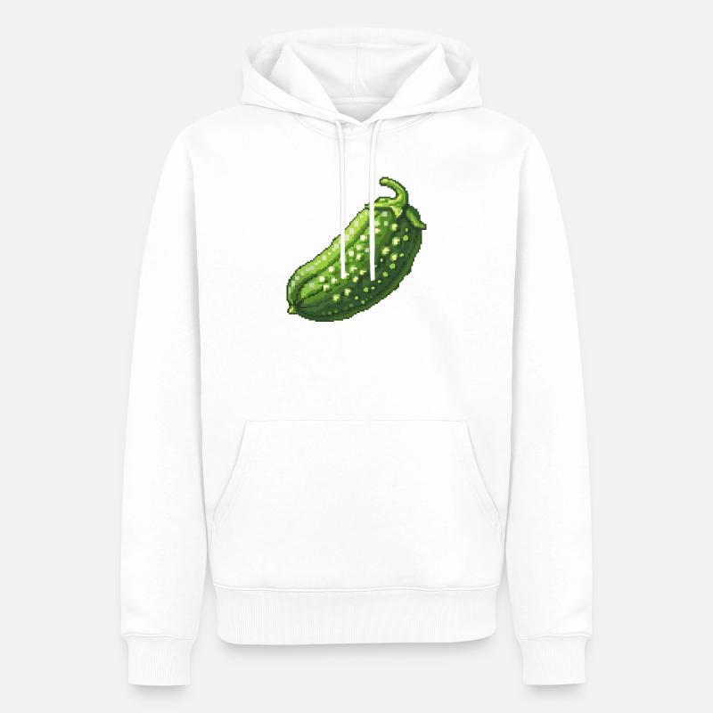 Pixel Concombre Vert Rétro - Sweat à capuche Premium bio Homme - blanc
