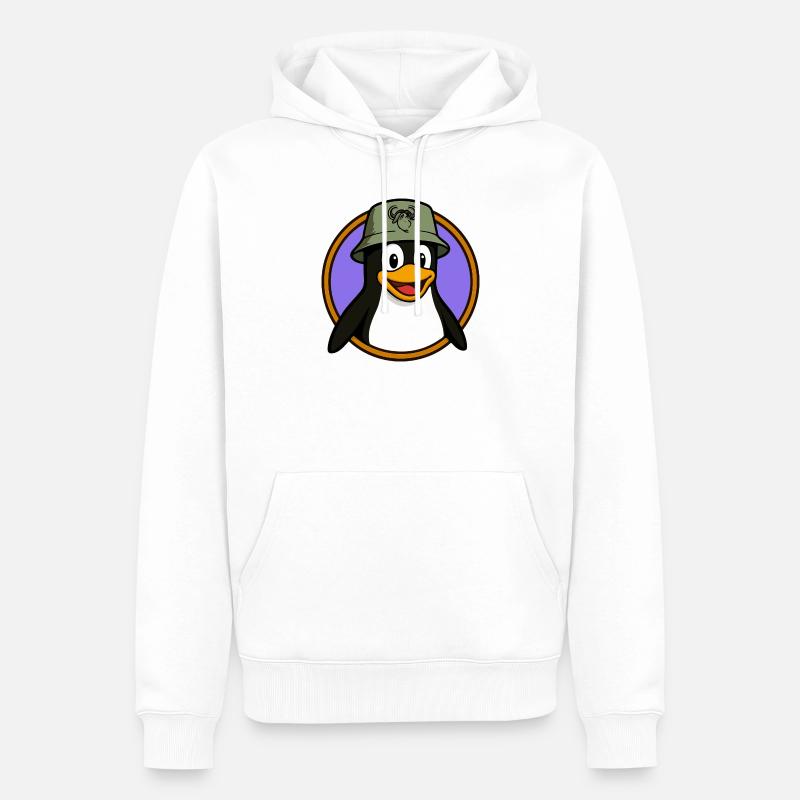 Tux Linux + GNU Hat - Sweat à capuche Premium bio Homme - blanc