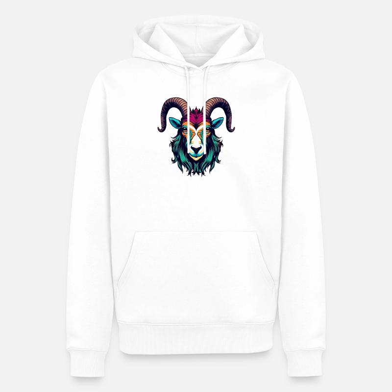 Illustration de tête de chèvre - Sweat à capuche Premium bio Homme - blanc