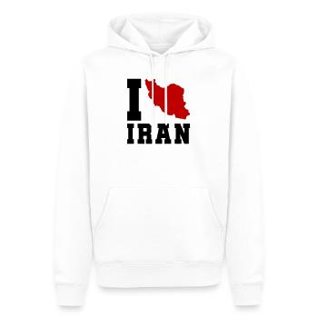 J’aime l’Iran - Sweat à capuche Premium bio Homme - blanc - Devant - Nico (187cm)
