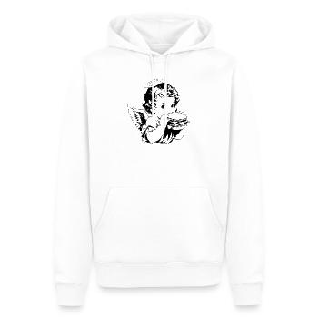 Burger Engel – Cherub isst Hamburger Vintage - Männer Premium Bio Hoodie - Weiß - Vorne - Nico (187cm)