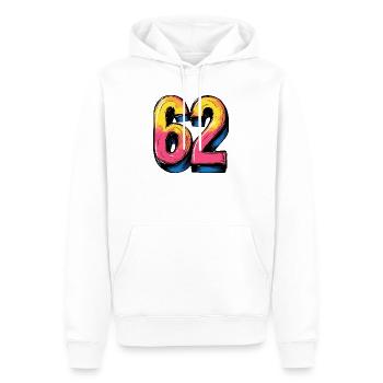 62 chiffres colorés - Sweat à capuche Premium bio Homme - blanc - Devant - Nico (187cm)
