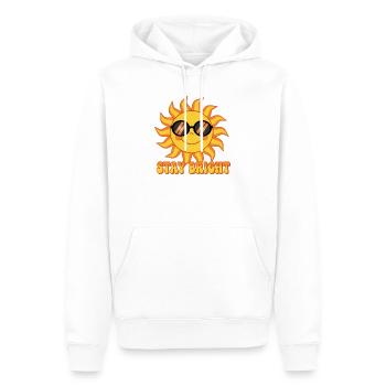 Bleib Bright Retro Groovy Smiling Sun Design - Männer Premium Bio Hoodie - Weiß - Vorne - Nico (187cm)
