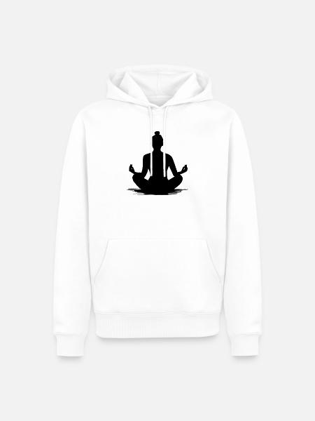Yoga-Meditation Silhouette - Illustration - Männer Premium Bio Hoodie - Weiß