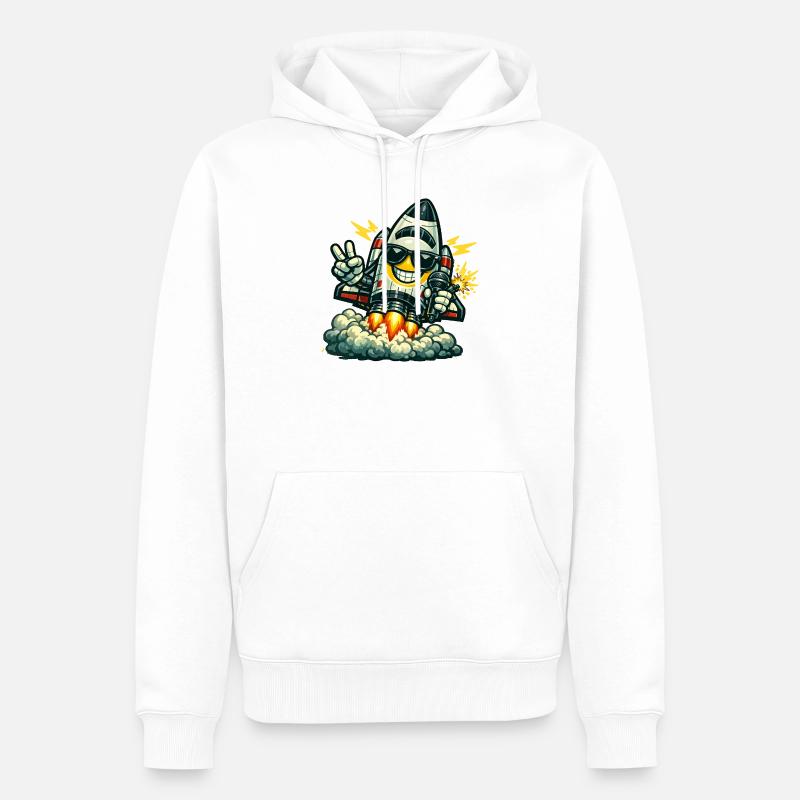 Canard Fusée Spatiale avec Micro - Sweat à capuche Premium bio Homme - blanc