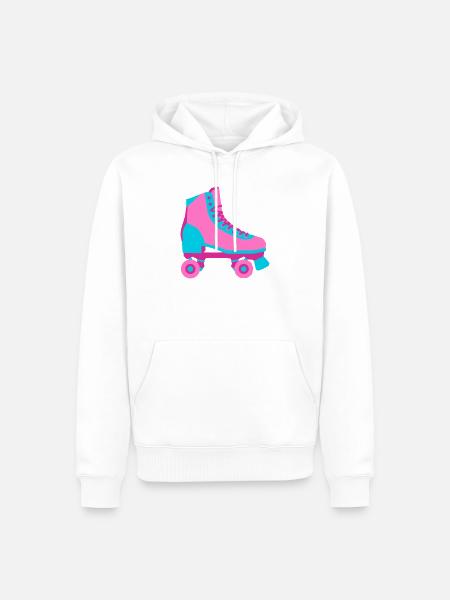 Rollschuh Rollschuhfahren Roller Derby 80er - Männer Premium Bio Hoodie - Weiß