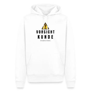 Vorsicht Kunde Warnhinweis - Männer Premium Bio Hoodie - Weiß - Vorne - Nico (187cm)