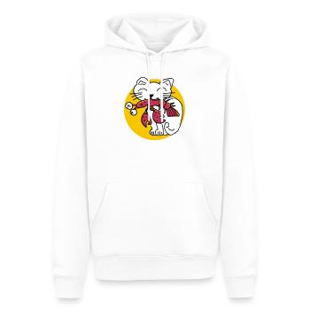 CancerCat - Männer Premium Bio Hoodie - Weiß - Vorne - Nico (187cm)