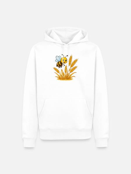 Goldene Ähren Bienen-Motiv - Männer Premium Bio Hoodie - Weiß