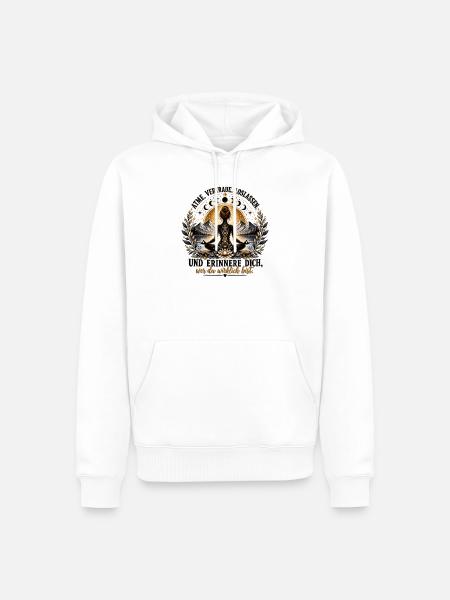Mondmandala Meditation Silhouette - Männer Premium Bio Hoodie - Weiß