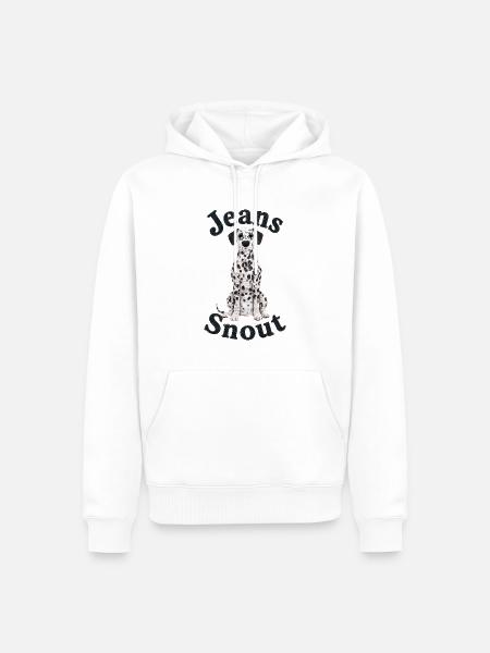 Dalmatiner im Jeansflicken-Stil - Männer Premium Bio Hoodie - Weiß