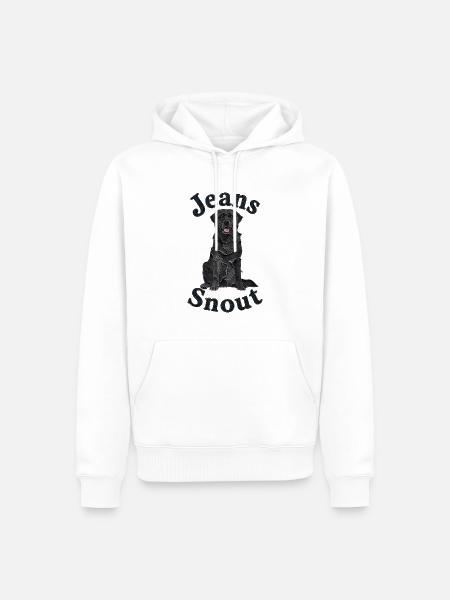 Schwarzer Labrador Retriever im Jeansflicken-Stil - Männer Premium Bio Hoodie - Weiß