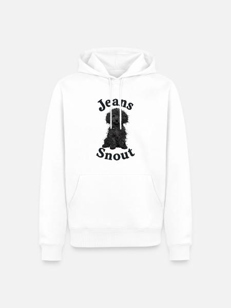 Schwarzer Toypudel im Jeansflicken-Stil - Männer Premium Bio Hoodie - Weiß