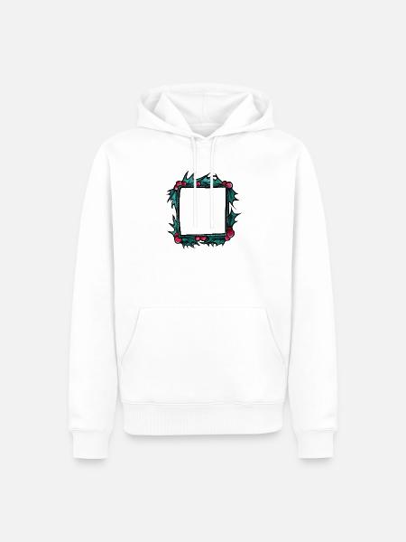 Stechpalmenrahmen mit karmesinroten Beeren - Männer Premium Bio Hoodie - Weiß