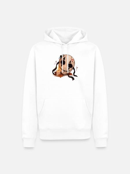 Gruselige Maske mit Kerze - Männer Premium Bio Hoodie - Weiß
