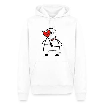 Valentinstag Lovestory Boy mit Herz I love you - Männer Premium Bio Hoodie - Weiß - Vorne - Nico (187cm)