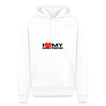 I love my girlfriend, Herz - Männer Premium Bio Hoodie - Weiß - Vorne - Nico (187cm)